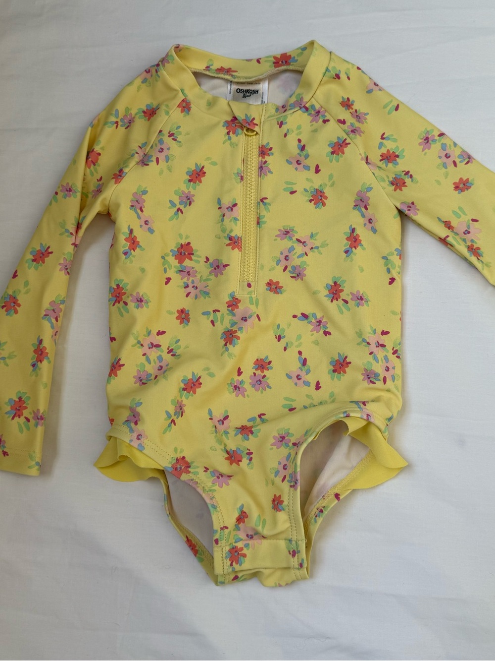 OshKosh B'gosh Yellow Floral Zip-Front Baby Swim Romper